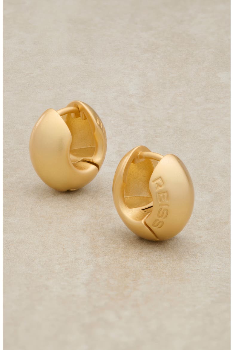 Posie Polished Contour Hinged Huggie Earrings, Alternate, color, GOLD TONE