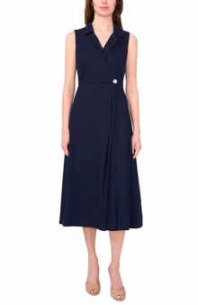 Halogen® Wrap Front Sleeveless Midi Dress