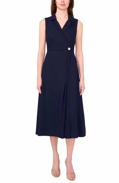 Halogen® Wrap Front Sleeveless Midi Dress