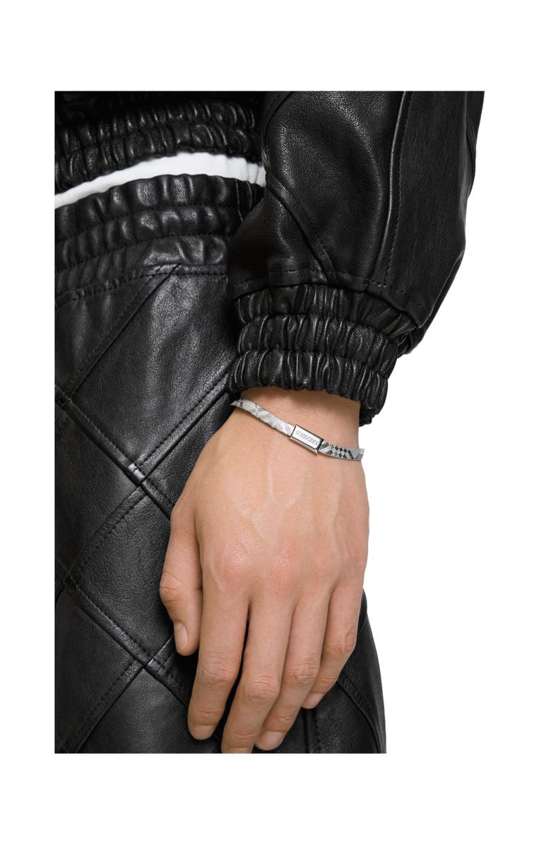 Burberry Engraved Check Bracelet, Alternate, color, Silver