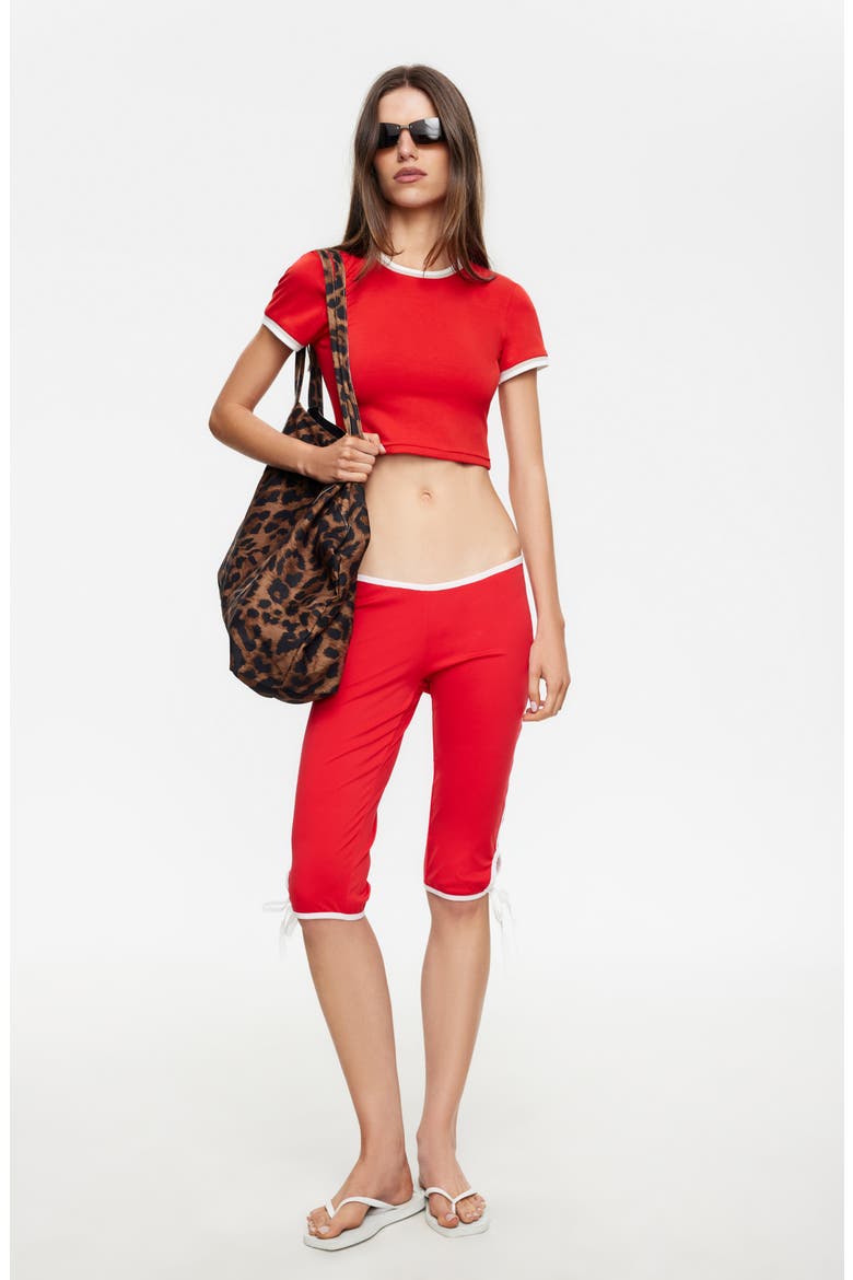Sunset Low Rise Capri Leggings, Alternate, color, CRIMSON
