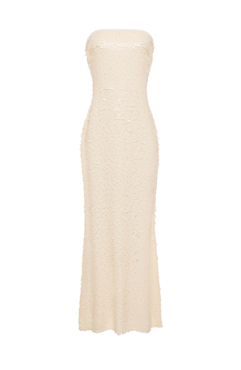 SIMONMILLER Sculpty Strapless Teardrop Sequin Dress, Main, color, Bone
