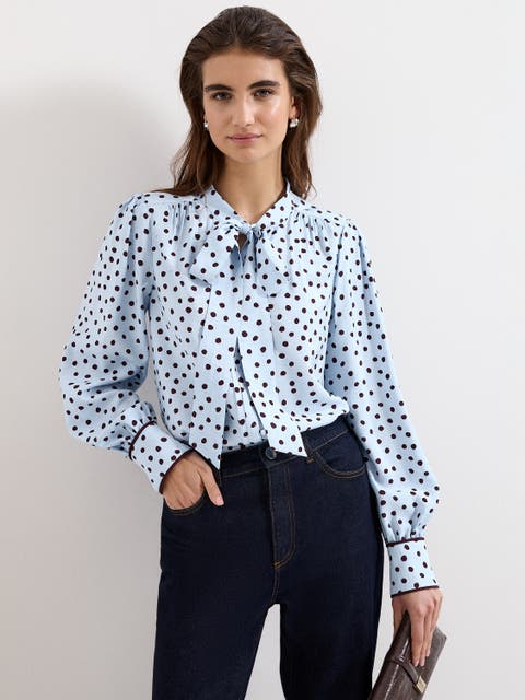 Coco Tie Neck Polka Dot Blouse