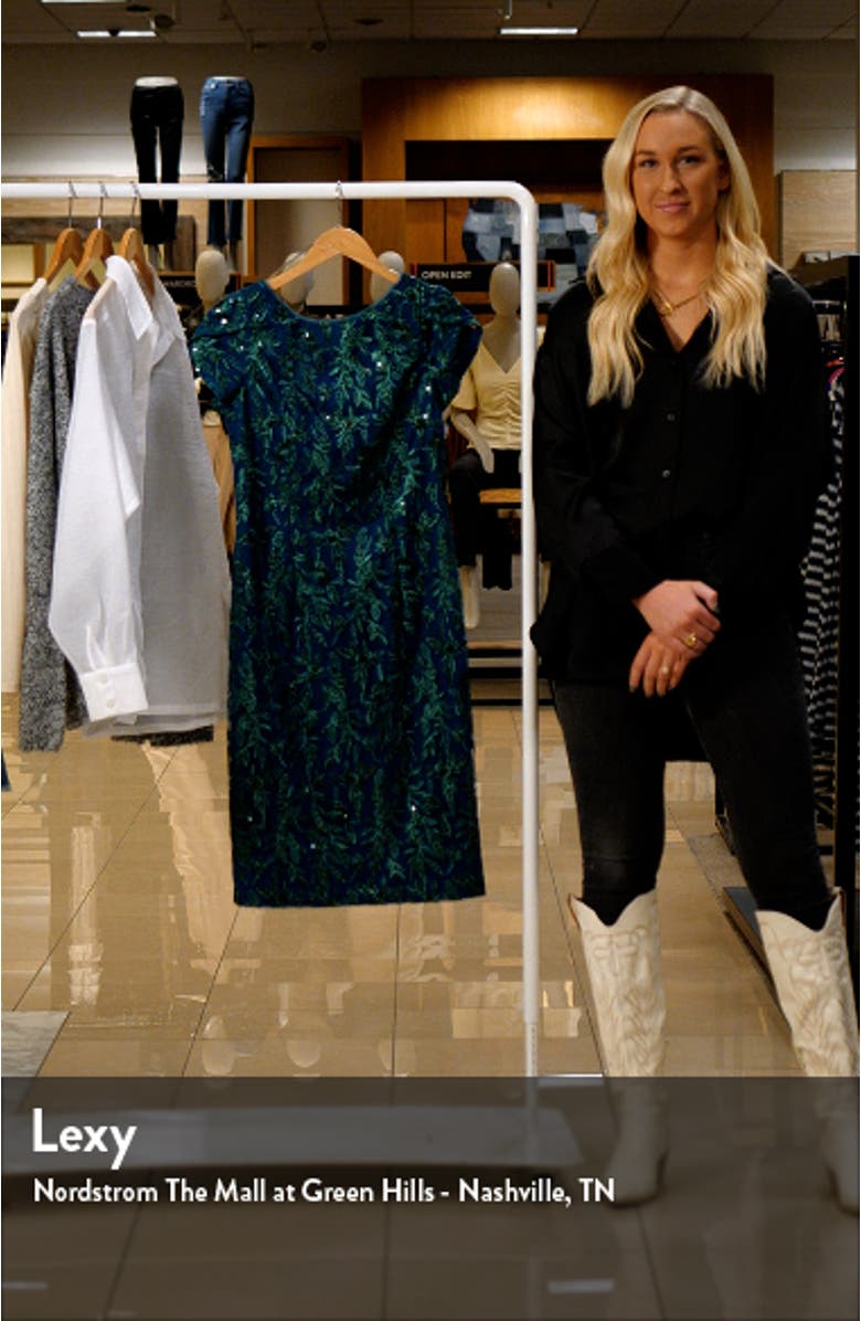 Fiona Embroidered Floral Sheath Dress, sales video thumbnail