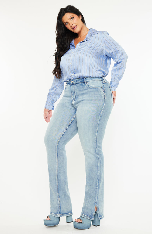 Kancan Doreen Mid Rise Y2k Bootcut Jeans In Brown