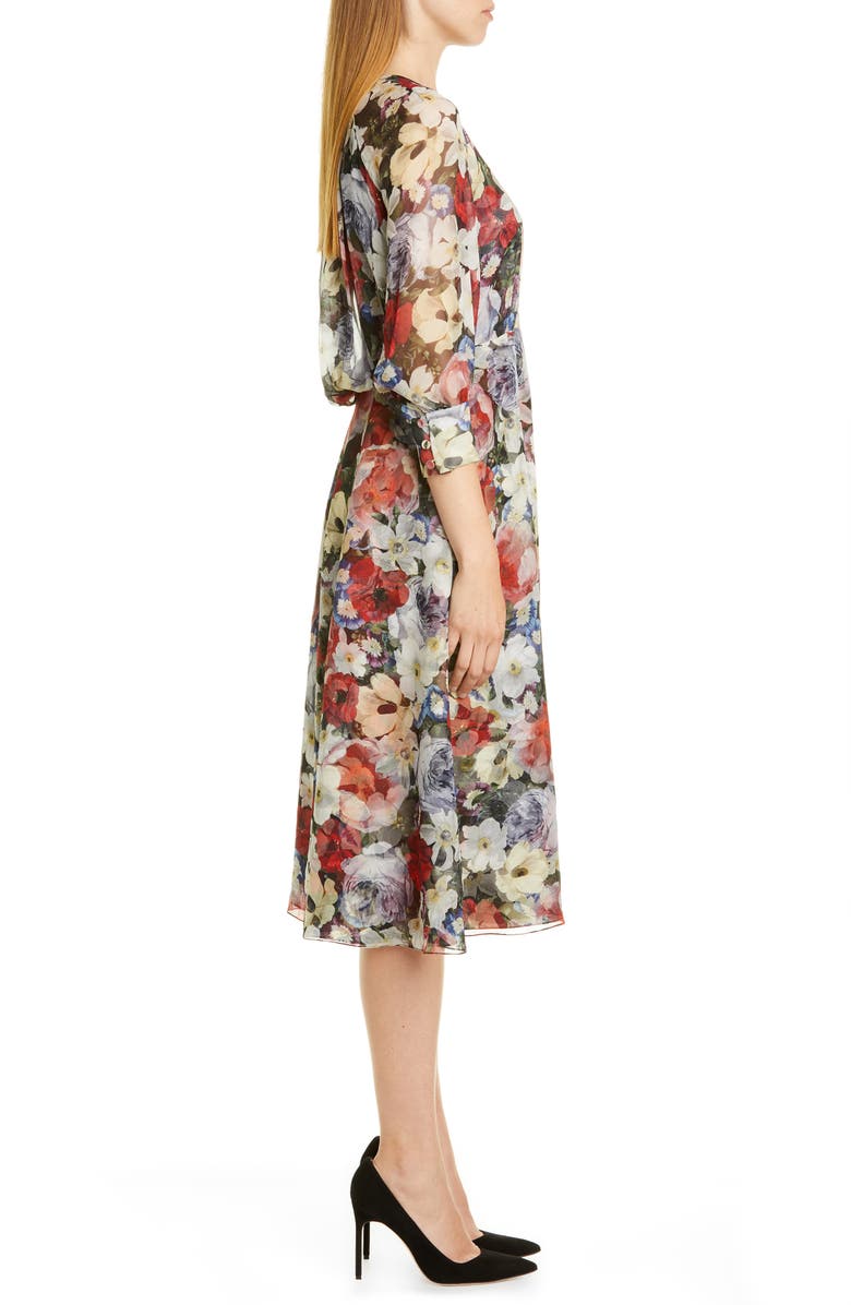 Erdem Poppy Collage Floral Silk Midi Dress, Alternate, color,