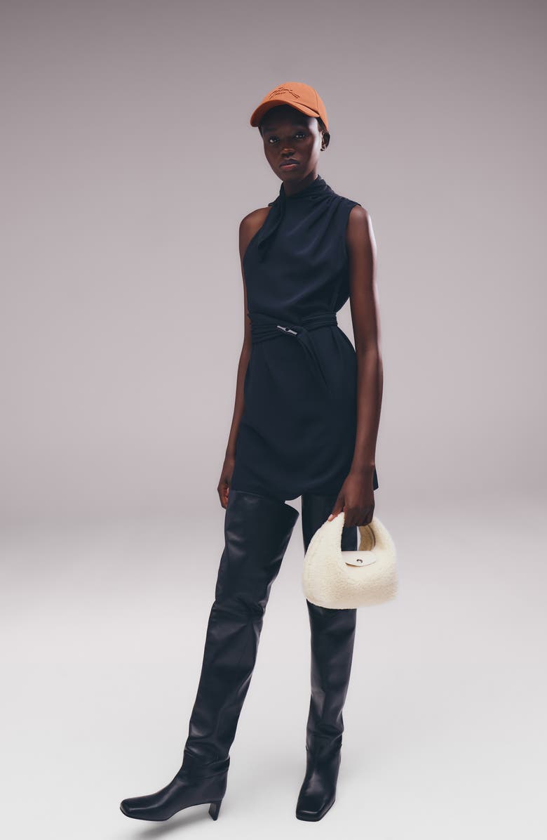 Longchamp Genuine Shearling Round Handbag, Alternate, color, Ecru