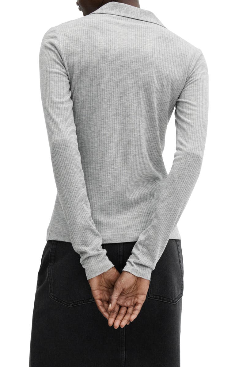 MANGO Polo Long Sleeve Rib Top, Alternate, color,