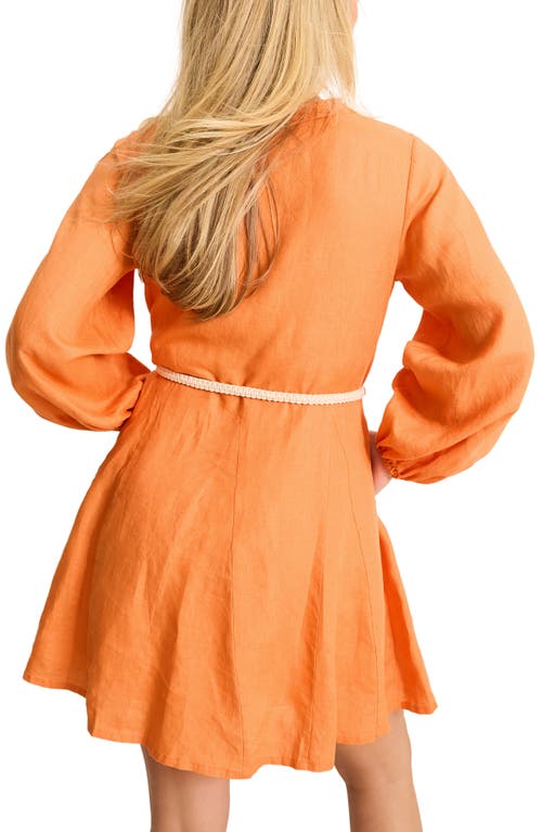 Tommy Bahama Coastalina Long Sleeve Linen Fit & Flare Dress In Crisp Orange