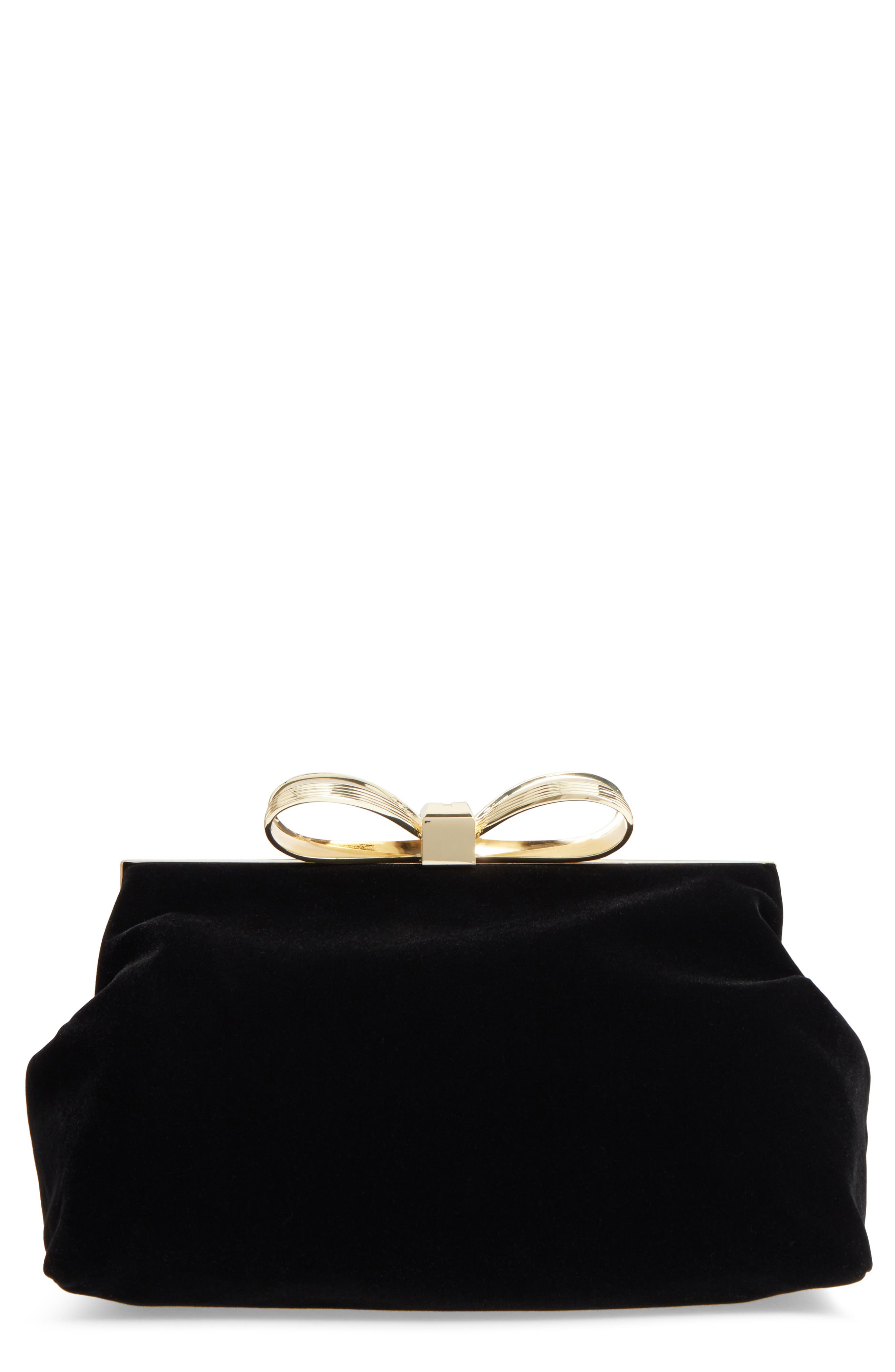 Ted Baker London Cena Bow Velvet Clutch, Main, color, 