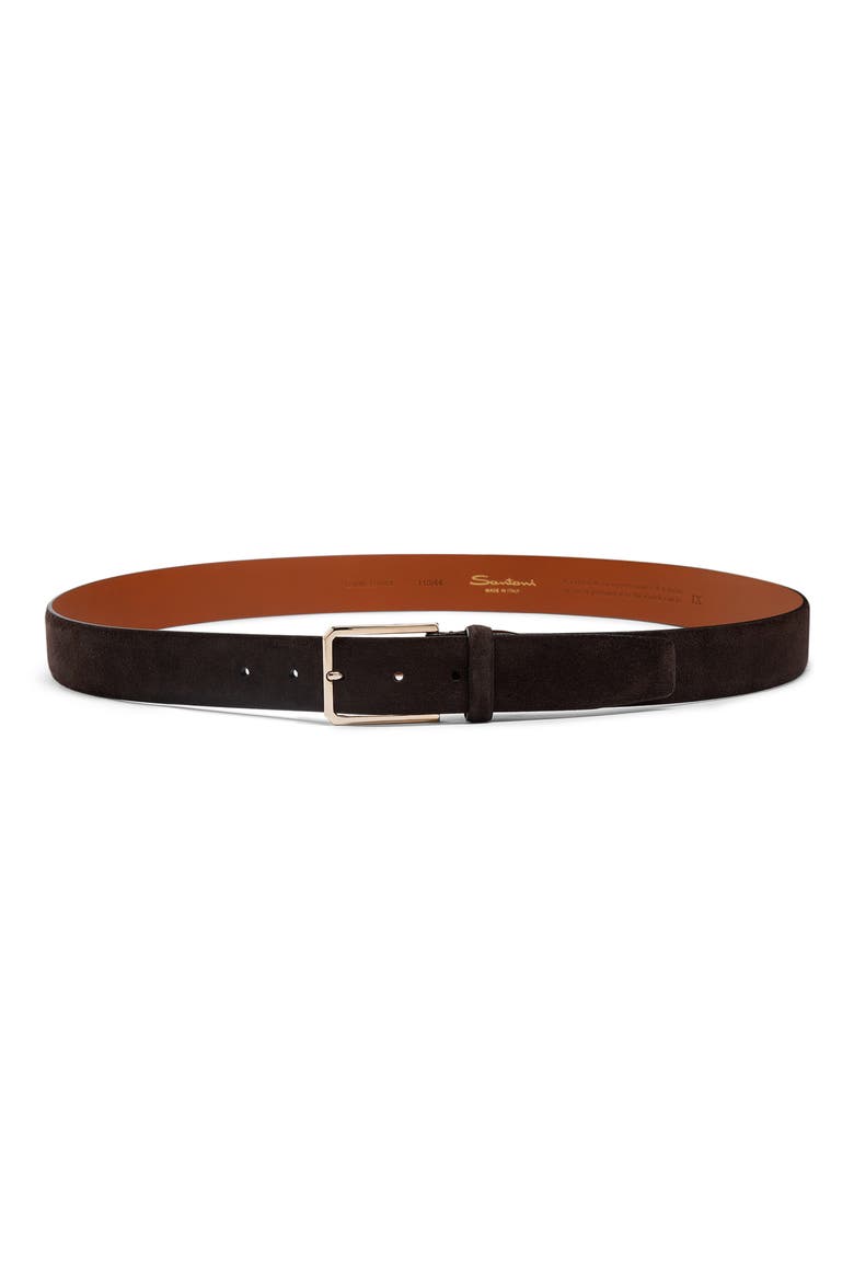 Suede Leather Belt, Main, color, BROWN