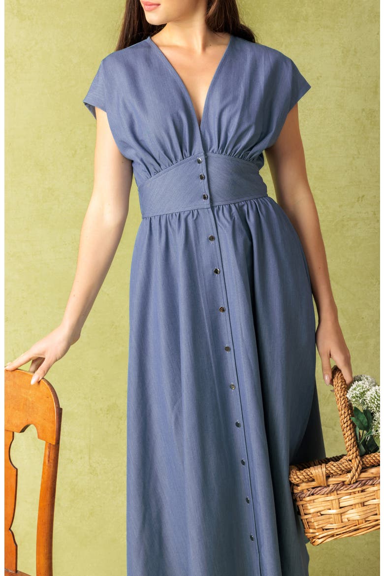 Buttoned Midi Dress, Alternate, color, SLATE BLUE