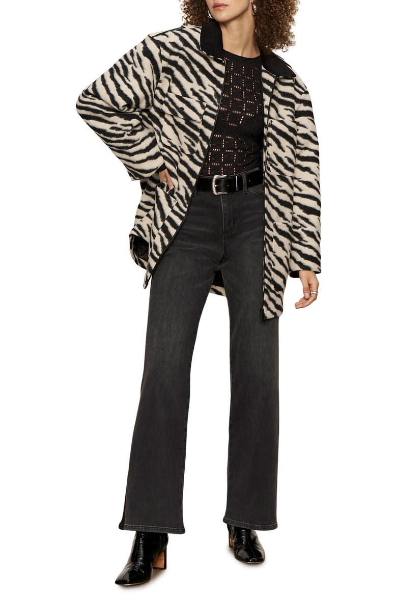 Soirée Zebra Print Barn Jacket, Alternate, color, STRIKING WHITE