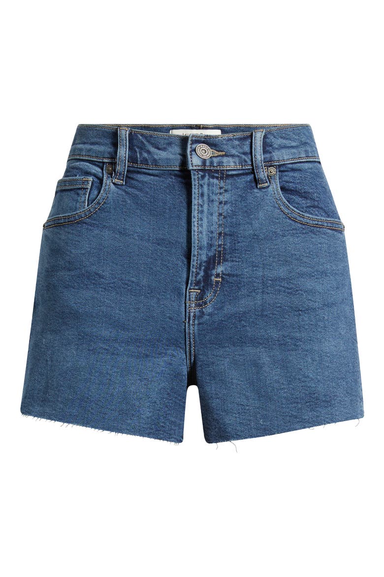 High Waist Cutoff Denim Shorts, Alternate, color, DARK WASH