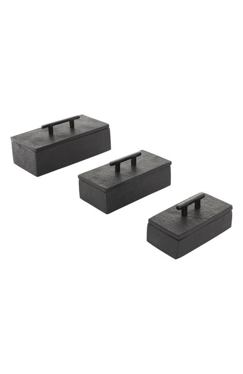 Uma Contemporary Set Of 2 Decorative Marble Boxes In Black