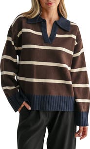 All in Favor Striped Polo Sweater