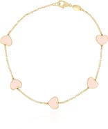 The Lovery Fine Jewelry Pink Pearl Heart Station Bracelet