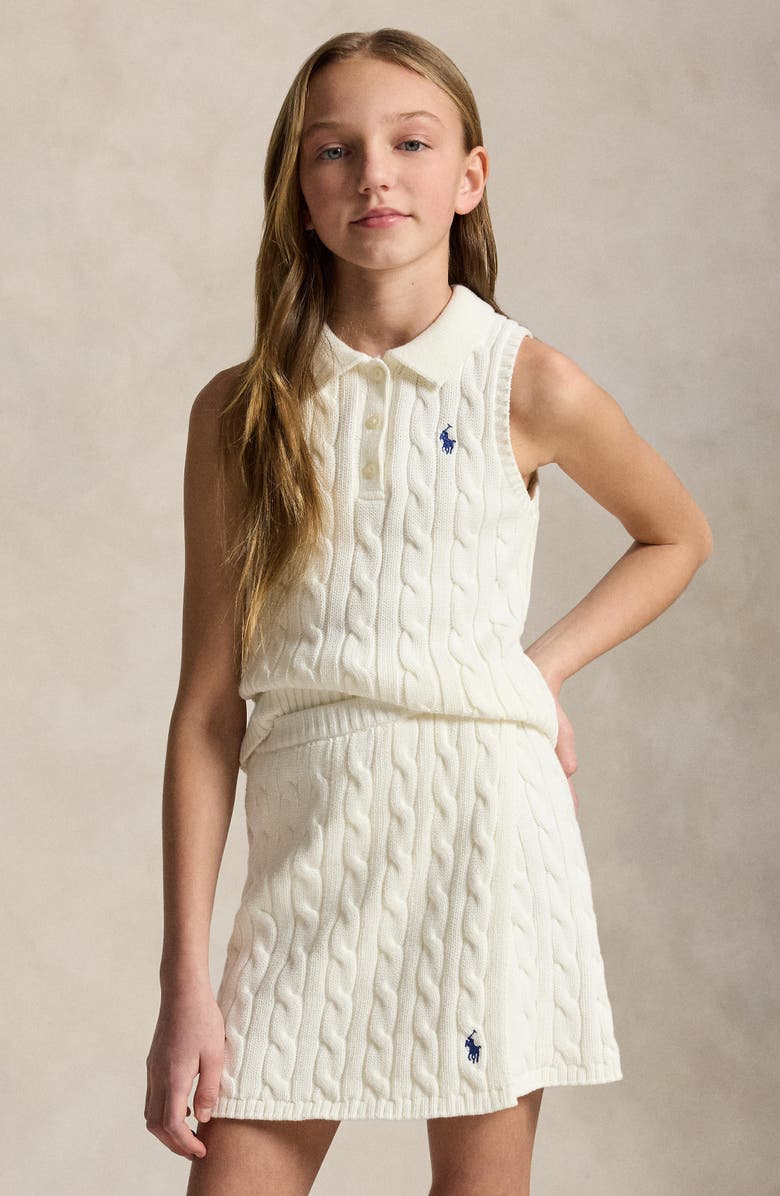 Polo Ralph Lauren Kids' Cable Vest & Skirt Set, Alternate, color, Deckwash White