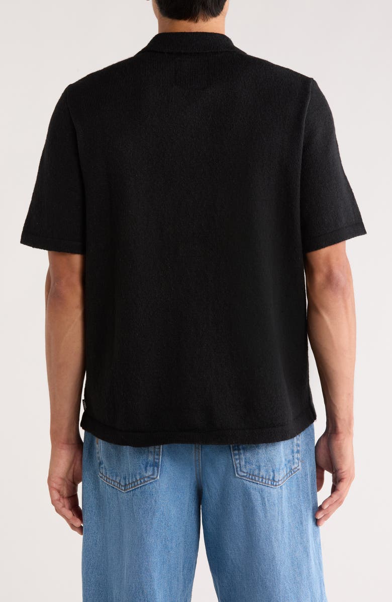 Vans Wheeler Geo Pattern Short Sleeve Camp Collar Cardigan, Alternate, color, Black