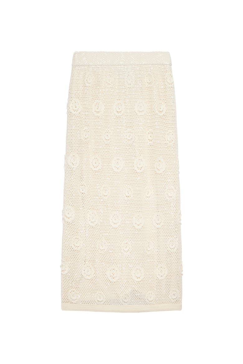 Sequin Floral Crochet Midi Skirt, Alternate, color, Natural