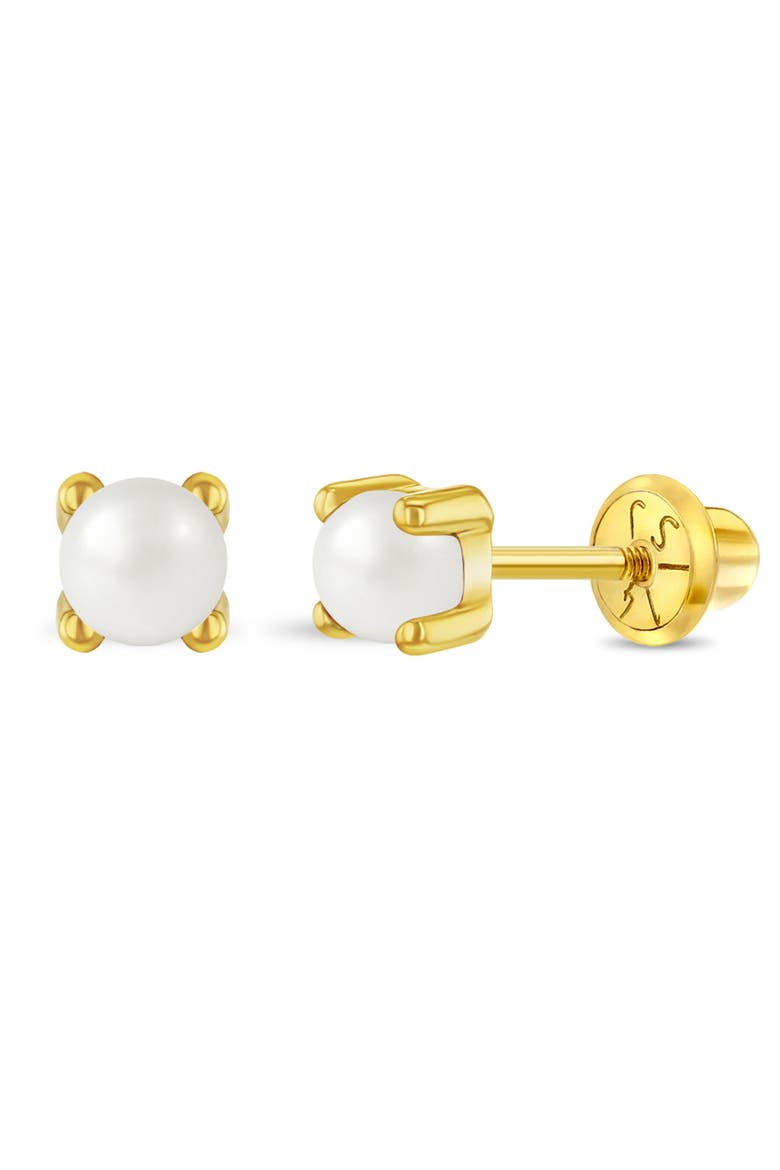 14k Pronged Pearl Girl Earrings, Alternate, color, White