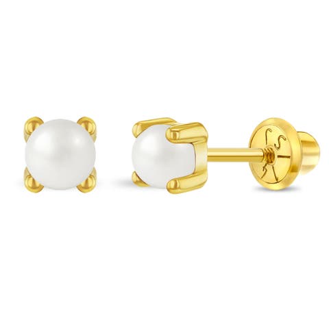 14k Pronged Pearl Girl Earrings