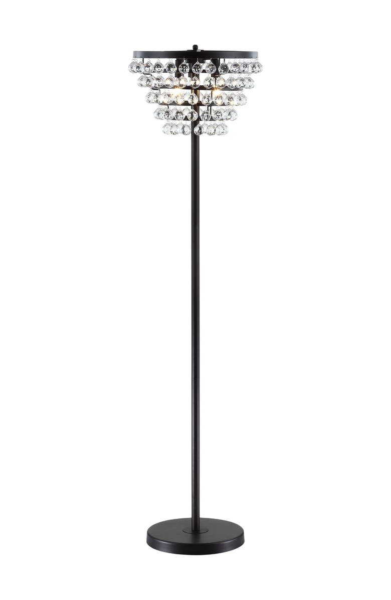 JONATHAN Y Jemma 60" Crystal/Metal LED Floor Lamp, Main, color, Bronze
