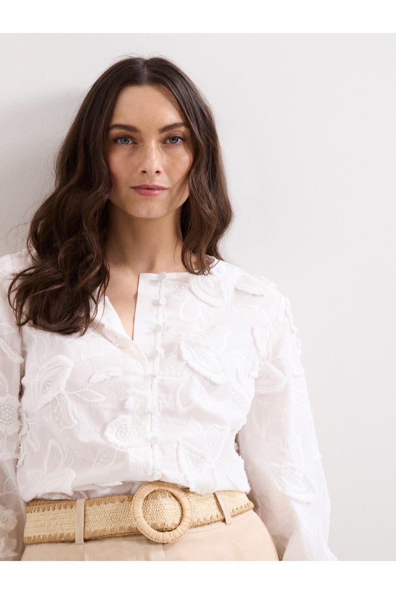 Daisy Texture Blouse, Alternate, color, White