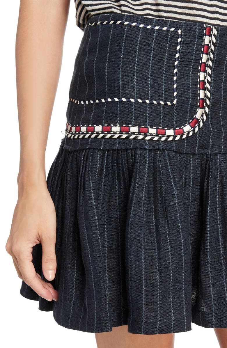 Isabel Marant Étoile Jessie Embroidered Linen Skirt, Alternate, color,
