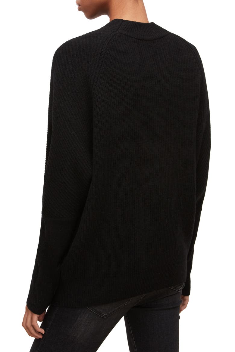 Ridley Funnel Neck Wool Sweater, Alternate, color, BLACK