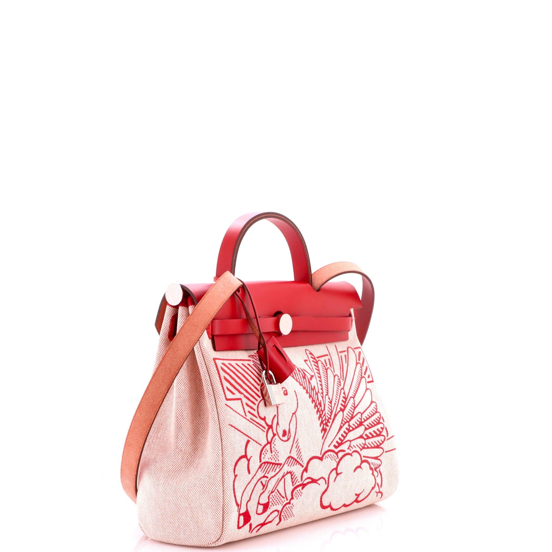 Herbag Zip Pegase Pop Toile and Leather 31, Alternate, color, Red