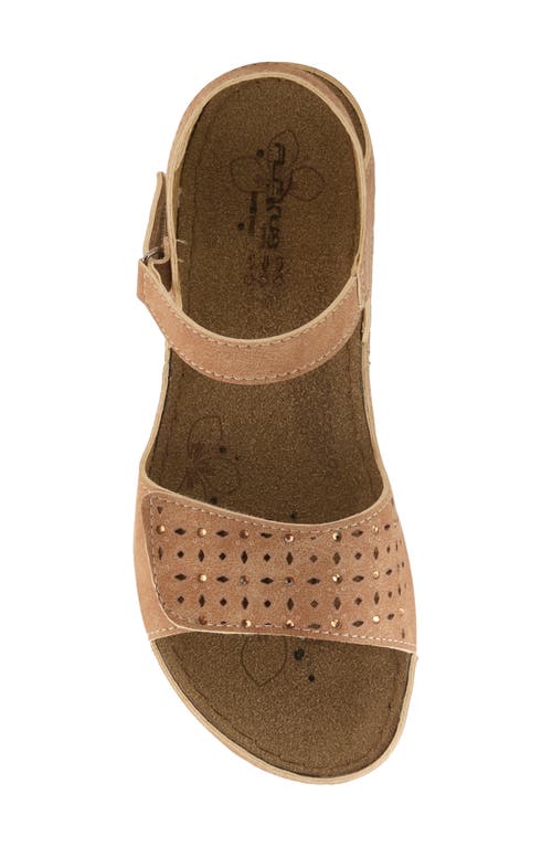 Flexus By Spring Step Perforated Wedge Sandal In Camel