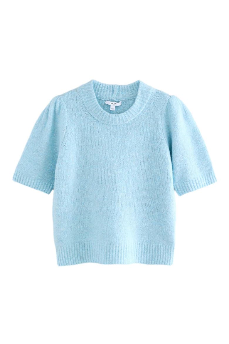 Short Sleeve Crewneck Sweater, Alternate, color, LIGHT BLUE