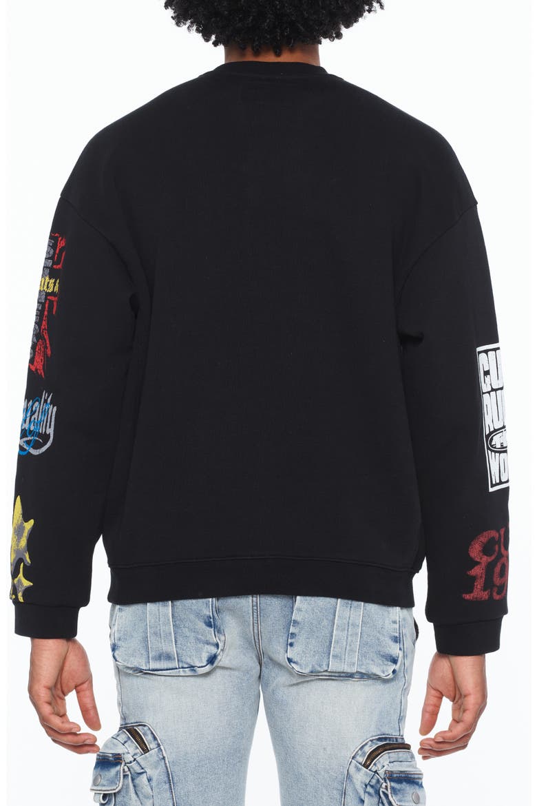 Graphic Cotton French Terry Sweatshirt, Alternate, color, BLACK
