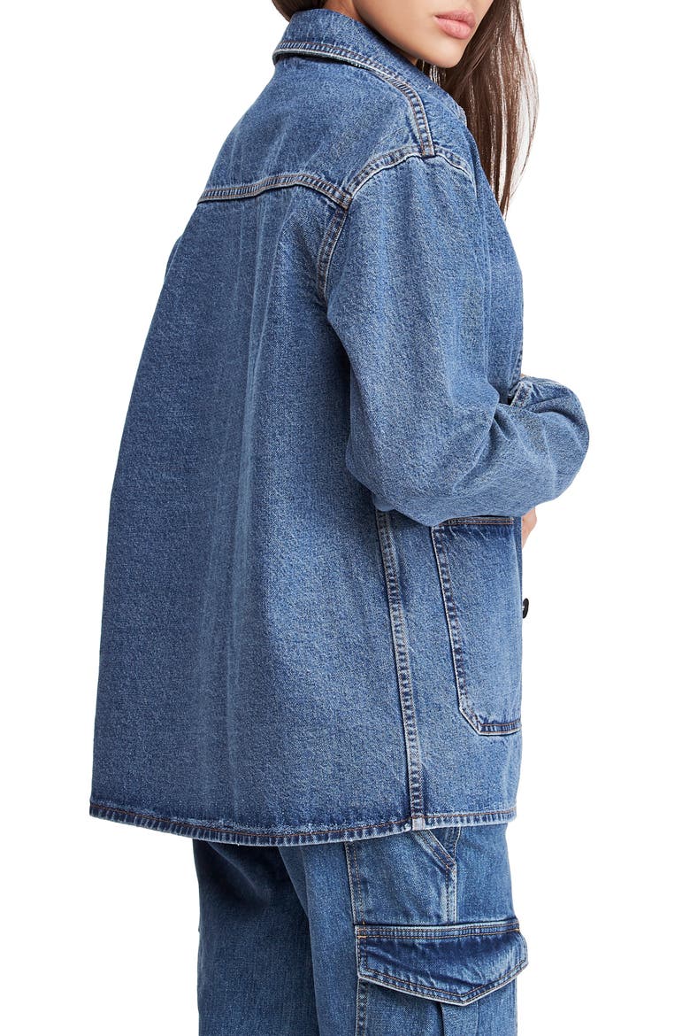 Longline Denim Jacket, Alternate, color, BLUE