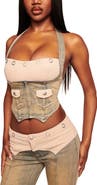 I.AM.GIA Tommie Mixed Media Halter Corset Top