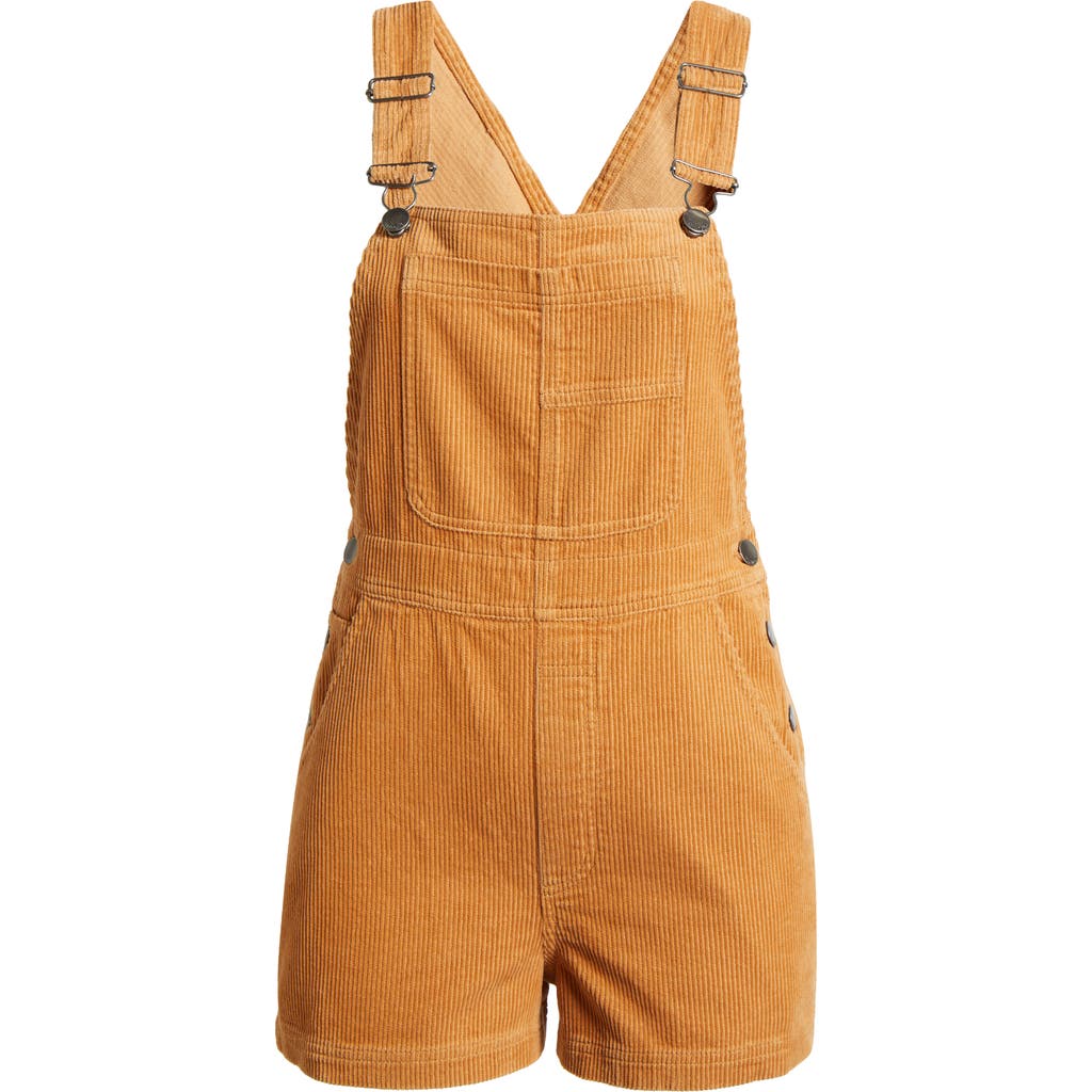 Shop Billabong Sand Canyon Cotton Corduroy Shortalls In Biscuit