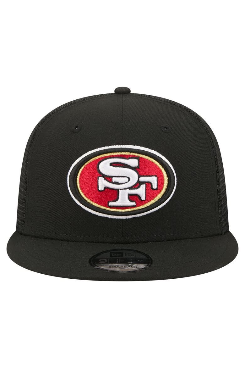Men's New Era  Black San Francisco 49ers Core Team 9FIFTY Trucker Snapback Hat, Alternate, color, Black
