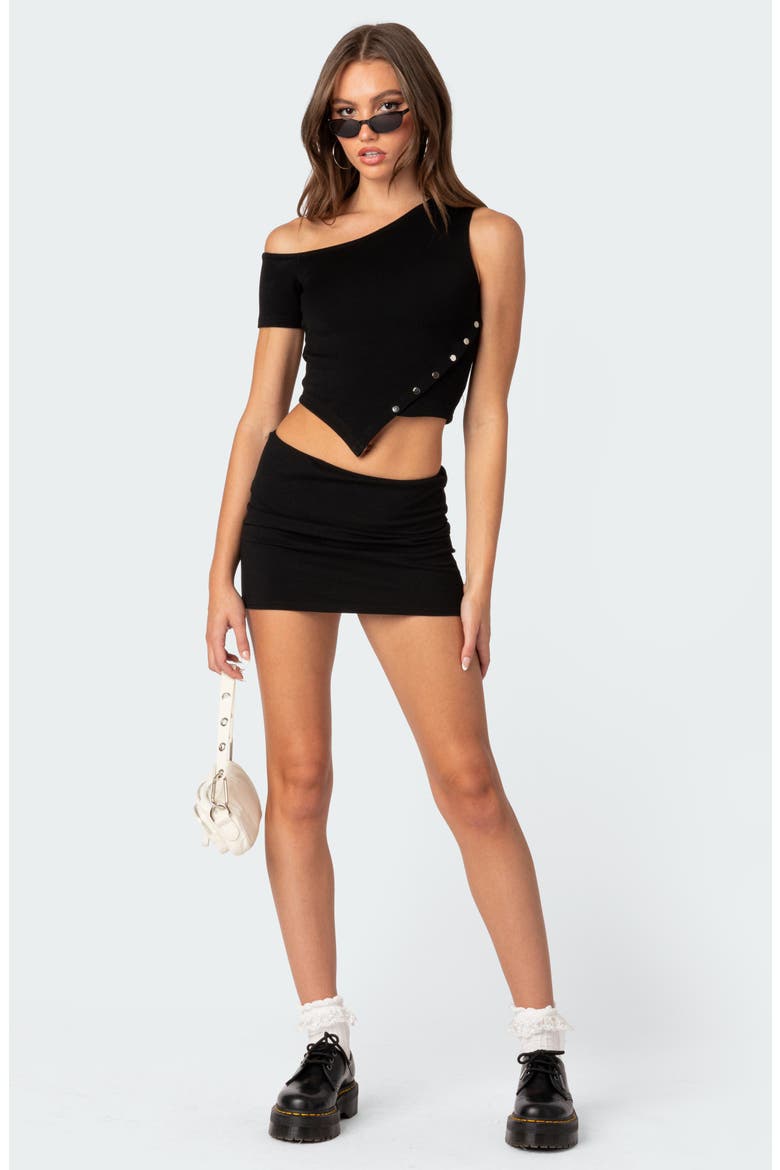 Eclipse Asymmetric One-Shoulder Top, Alternate, color, BLACK
