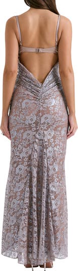 Azzurra Metallic Lace Body-Con Gown