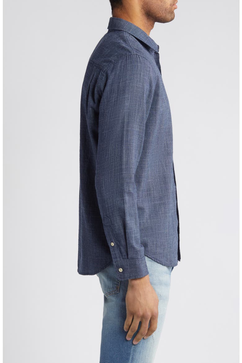 Wyatt Crosshatch Cotton Button-Up Shirt, Alternate, color, NAVY ETCH