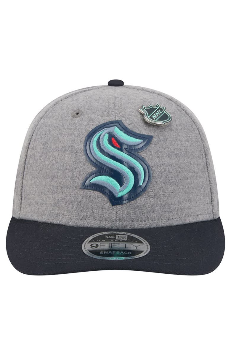 New Era Men's New Era  Gray/Deep Sea Blue Seattle Kraken Wool Pin Low Profile 9FIFTY Snapback Hat, Alternate, color, Gray