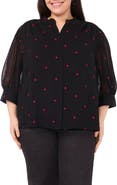 CeCe Heart Embroidered Button-Up Shirt