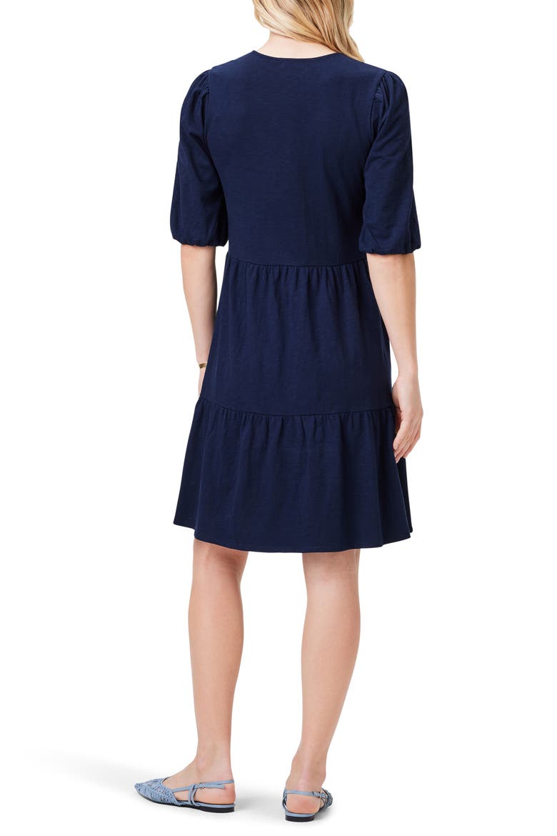 Elbow Sleeve Tiered Dress, Alternate, color, DARK INDIGO