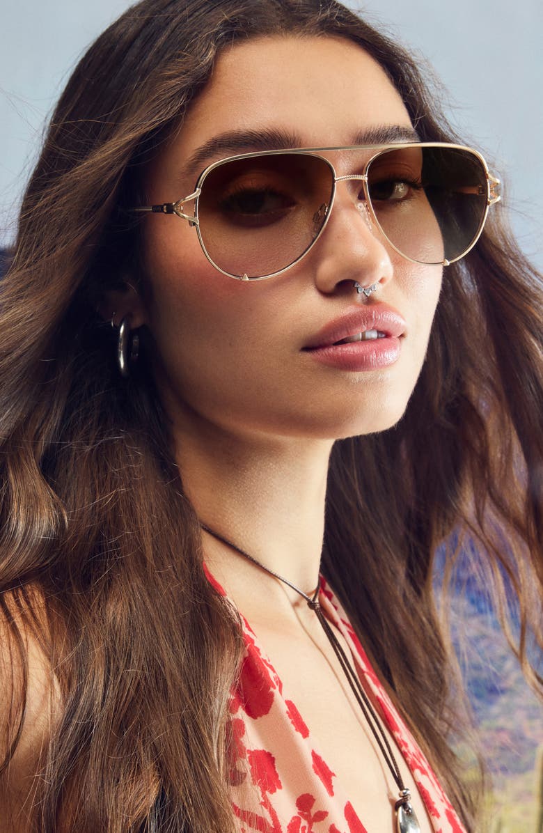 QUAY Key Twist 60mm Gradient Aviator Sunglasses, Alternate, color, Brushed Gold/ Sepia