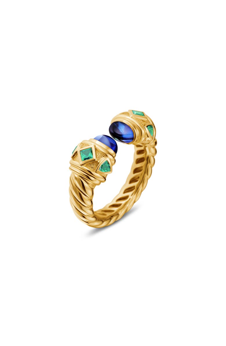 David Yurman Renaissance Color Open Ring in 18K Yellow Gold with Tansanite & Tsaorite, Alternate, color, 18K Yellow Gold