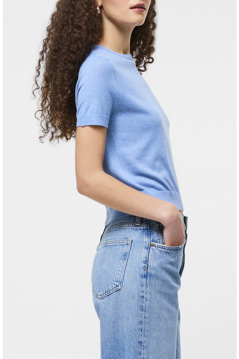 Nola Short Sleeve Sweater, Alternate, color, THISTLE BLUE