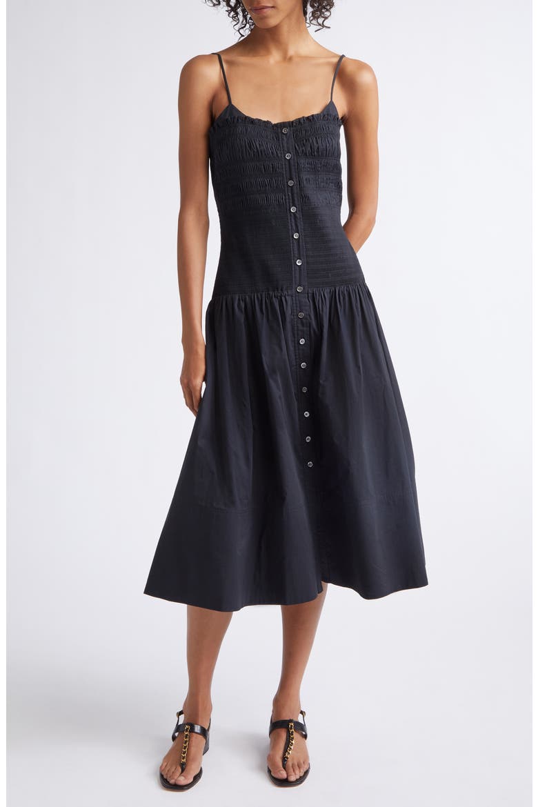 Serenel Smock Sundress, Main, color, BLACK