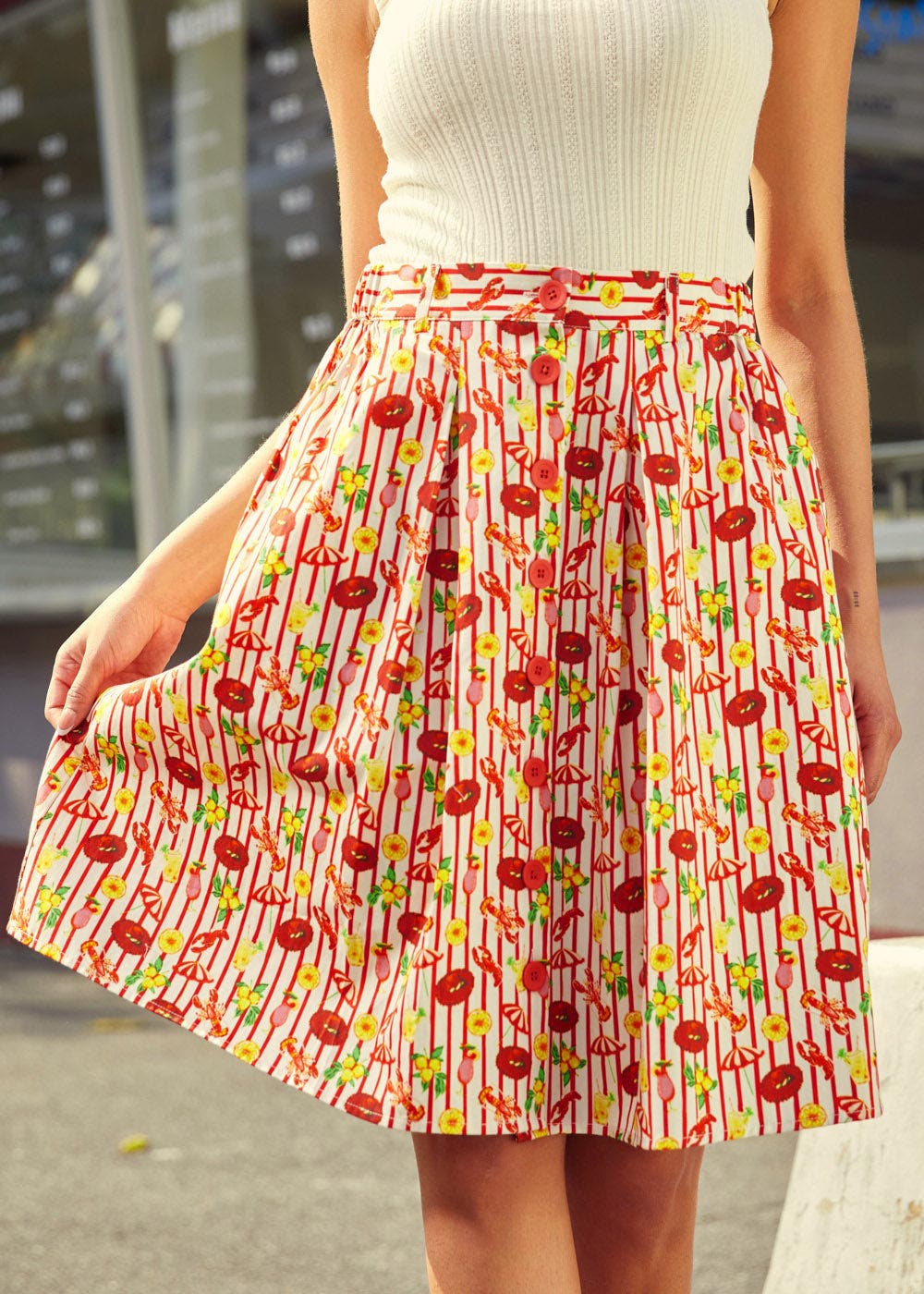 ModCloth Perfectly Pleated Button Front Skirt (Women) | Nordstrom