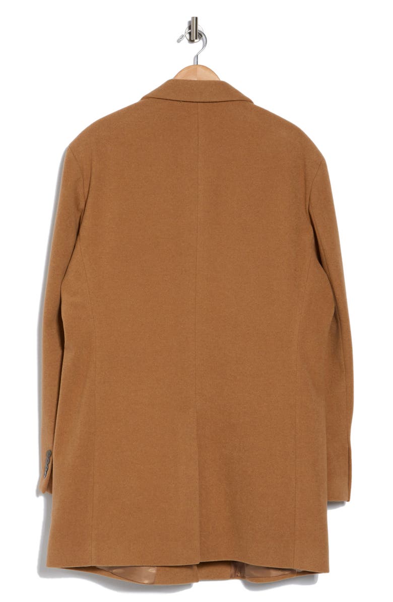 Calvin Klein Slim Fit Wool Blend Overcoat, Alternate, color, Camel